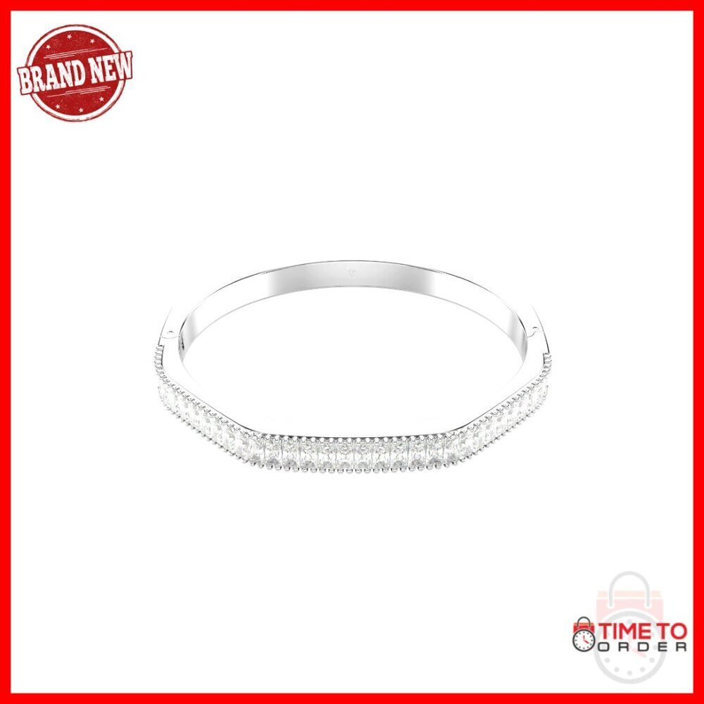 Swarovski Octagon Bangle Bracelet, Hinged, Stackable, Rhodium Gold Finish